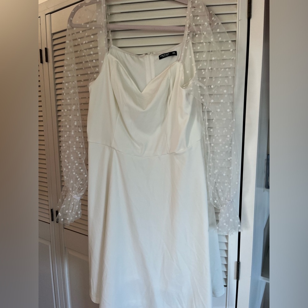 Vintage style white polka dot dress